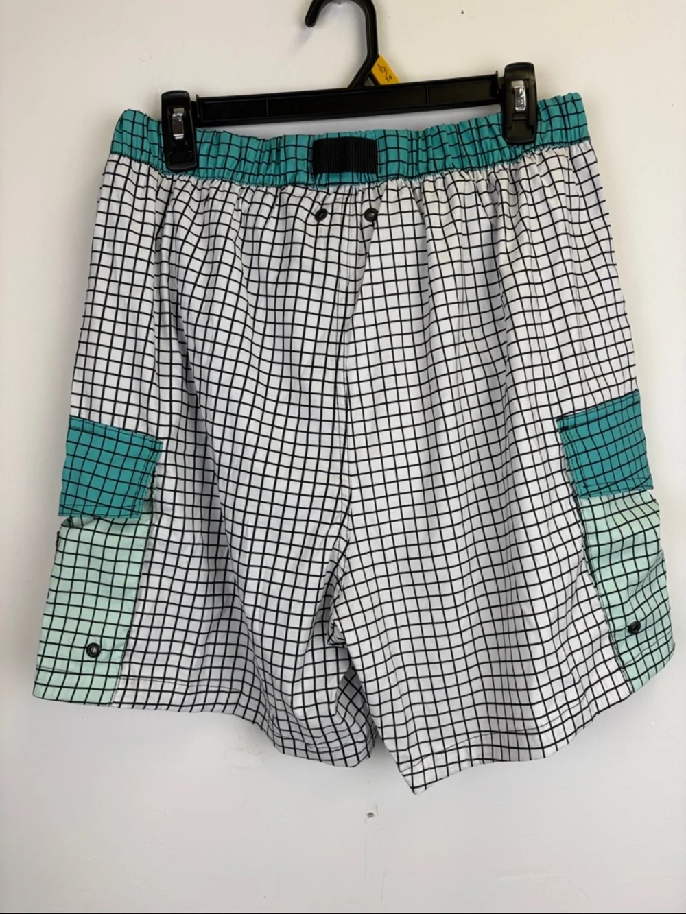 Agua Bendita Marcus Swim Trunks Men’s 38 Grid Print Cargo Pocket Resort Beach